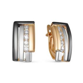 Золотые серьги КЮЗ Del'ta D1200207 с фианитом D1200207 фото