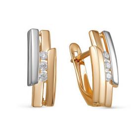 Золотые серьги КЮЗ Del'ta D1200208 с фианитом D1200208 фото