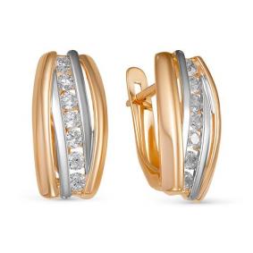 Золотые серьги КЮЗ Del'ta D1200210 с фианитом D1200210 фото