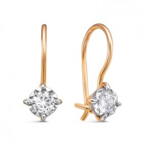 Золотые серьги КЮЗ Del'ta D1200218 с фианитом D1200218 фото