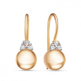 Золотые серьги КЮЗ Del'ta D1200225 с фианитом D1200225 фото