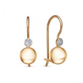 Золотые серьги КЮЗ Del'ta D1200227 с фианитом D1200227 фото