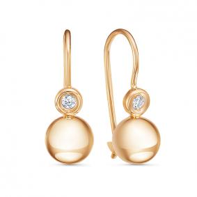 Золотые серьги КЮЗ Del'ta D1200228 с фианитом D1200228 фото