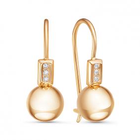 Золотые серьги КЮЗ Del'ta D1200229 с фианитом D1200229 фото