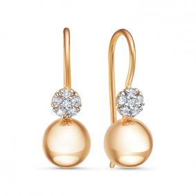 Золотые серьги КЮЗ Del'ta D1200231 с фианитом D1200231 фото