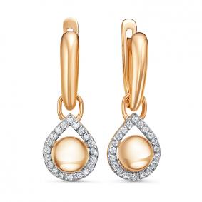 Золотые серьги КЮЗ Del'ta D1200232 с фианитом D1200232 фото