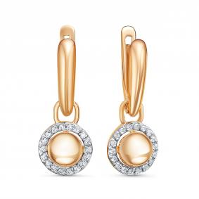 Золотые серьги-трансформеры КЮЗ Del'ta с фианитом D1200233 D1200233 фото