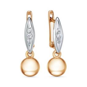 Золотые серьги КЮЗ Del'ta D1200234 с фианитом D1200234 фото