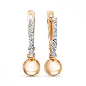 Золотые серьги КЮЗ Del'ta D1200235 с фианитом D1200235 фото