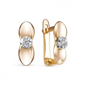 Золотые серьги КЮЗ Del'ta D1200243 с фианитом D1200243 фото