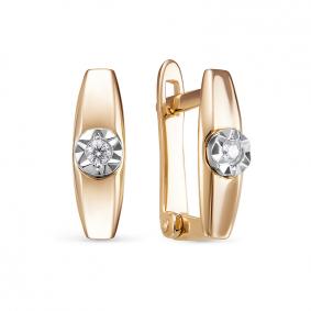 Золотые серьги КЮЗ Del'ta D1200245 с фианитом D1200245 фото