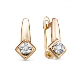 Золотые серьги КЮЗ Del'ta D1200246 с фианитом D1200246 фото