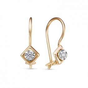 Золотые серьги КЮЗ Del'ta D1200247 с фианитом D1200247 фото
