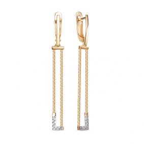 Золотые серьги КЮЗ Del'ta D1200255 с фианитом D1200255 фото