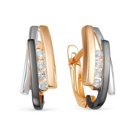 Золотые серьги КЮЗ Del'ta D1200259 с фианитом D1200259 фото