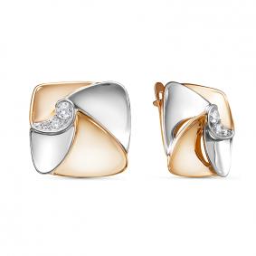 Золотые серьги КЮЗ Del'ta D1200275 с фианитом D1200275 фото