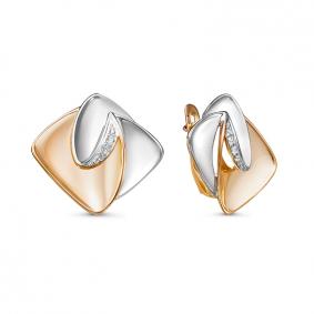 Золотые серьги КЮЗ Del'ta D1200277 с фианитом D1200277 фото