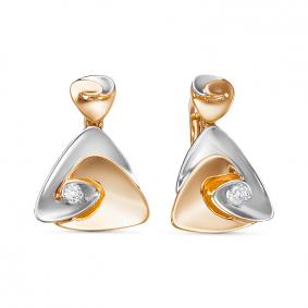 Золотые серьги КЮЗ Del'ta D1200278 с фианитом D1200278 фото