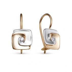 Золотые серьги КЮЗ Del'ta D1200293 с фианитом D1200293 фото