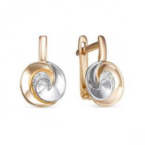 Золотые серьги КЮЗ Del'ta D1200294 с фианитом D1200294 фото