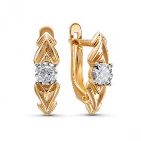 Золотые серьги КЮЗ Del'ta D1200301 с фианитом D1200301 фото