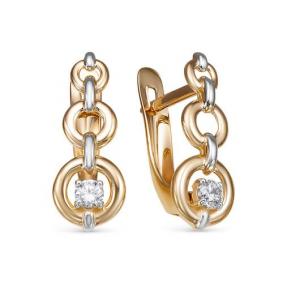 Золотые серьги КЮЗ Del'ta D1200302 с фианитом D1200302 фото