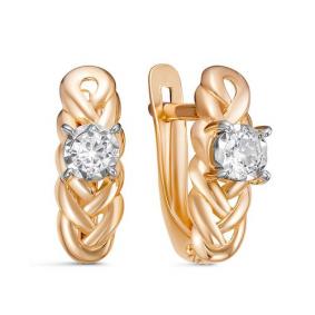 Золотые серьги КЮЗ Del'ta D1200303 с фианитом D1200303 фото