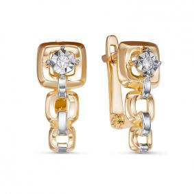 Золотые серьги КЮЗ Del'ta D1200306 с фианитом D1200306 фото