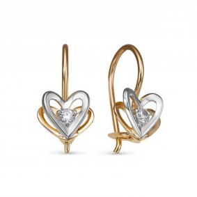 Золотые серьги КЮЗ Del'ta D1200312 с фианитом D1200312 фото
