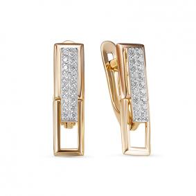 Золотые серьги КЮЗ Del'ta D1200318 с фианитом D1200318 фото