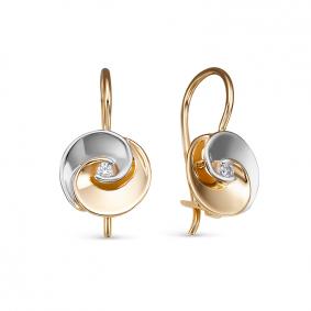 Золотые серьги КЮЗ Del'ta D1200321 с фианитом D1200321 фото