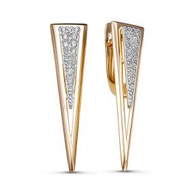 Золотые серьги КЮЗ Del'ta D1200322 с фианитом D1200322 фото