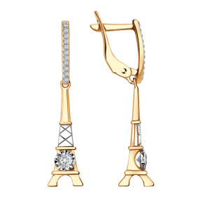 Золотые серьги КЮЗ Del'ta D1200327 с фианитом D1200327 фото