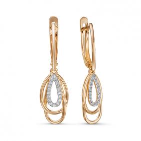 Золотые серьги КЮЗ Del'ta D1200331 с фианитом D1200331 фото