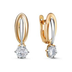 Золотые серьги КЮЗ Del'ta D1200336 с фианитом D1200336 фото