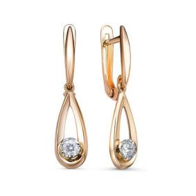 Золотые серьги КЮЗ Del'ta D1200339 с фианитом D1200339 фото