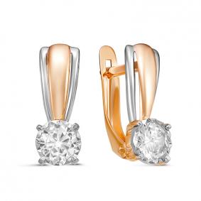 Золотые серьги КЮЗ Del'ta D1200340 с фианитом D1200340 фото