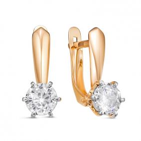 Золотые серьги КЮЗ Del'ta D1200341 с фианитом D1200341 фото