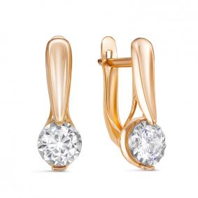 Золотые серьги КЮЗ Del'ta D1200342 с фианитом D1200342 фото