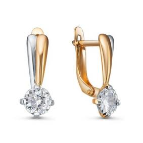 Золотые серьги КЮЗ Del'ta D1200343 с фианитом D1200343 фото