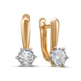 Золотые серьги КЮЗ Del'ta D1200344 с фианитом D1200344 фото