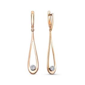 Золотые серьги КЮЗ Del'ta D1200346 с фианитом D1200346 фото