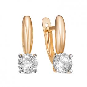 Золотые серьги КЮЗ Del'ta D1200348 с фианитом D1200348 фото