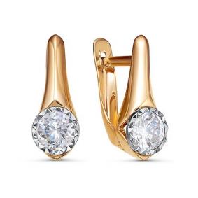Золотые серьги КЮЗ Del'ta D1200349 с фианитом D1200349 фото