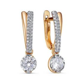 Золотые серьги КЮЗ Del'ta D1200351 с фианитом D1200351 фото