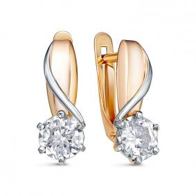 Золотые серьги КЮЗ Del'ta D1200352 с фианитом D1200352 фото