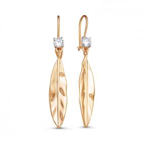 Золотые серьги КЮЗ Del'ta D1200360 с фианитом D1200360 фото