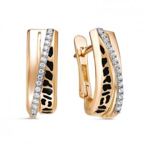 Золотые серьги КЮЗ Del'ta D1200365 с фианитом D1200365 фото