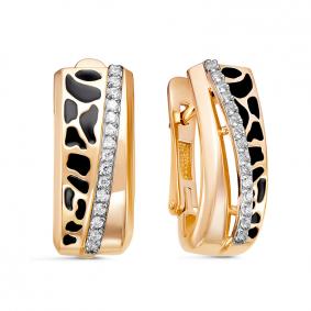 Золотые серьги КЮЗ Del'ta D1200366 с фианитом и эмалью D1200366 фото