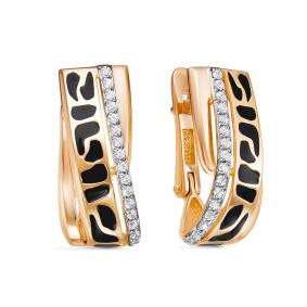 Золотые серьги КЮЗ Del'ta D1200368 с фианитом и эмалью D1200368 фото